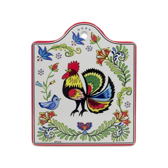 GENL Ceramic Multicolor Cheeseboard with Cork Backing: Rooster