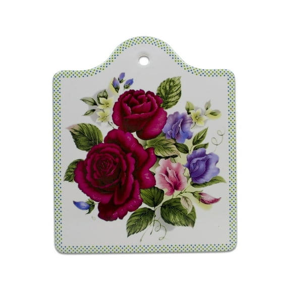 GENL Ceramic Multicolor Cheeseboard with Cork Backing: Roses