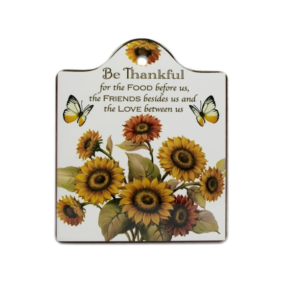 "GENL Ceramic Multicolor Cheeseboard with Cork Backing: Thankful "