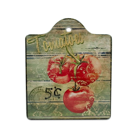 GENL Cork-Backed Ceramic Multicolor Trivet Cheeseboard: Vintage Tomatoes | 6.25x7.5