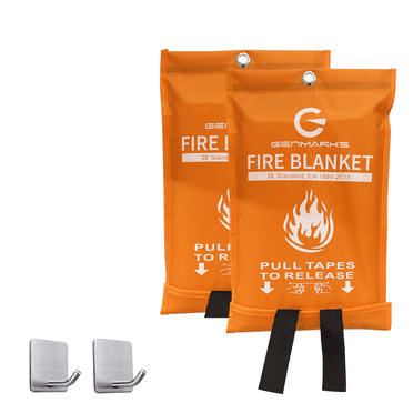 GENMARKS Emergency Fire Blanket for Home and Kitchen 2 pack Fiberglass Fire Blankets for Stove Car Garage Office Camping Caravan BBQ Safety