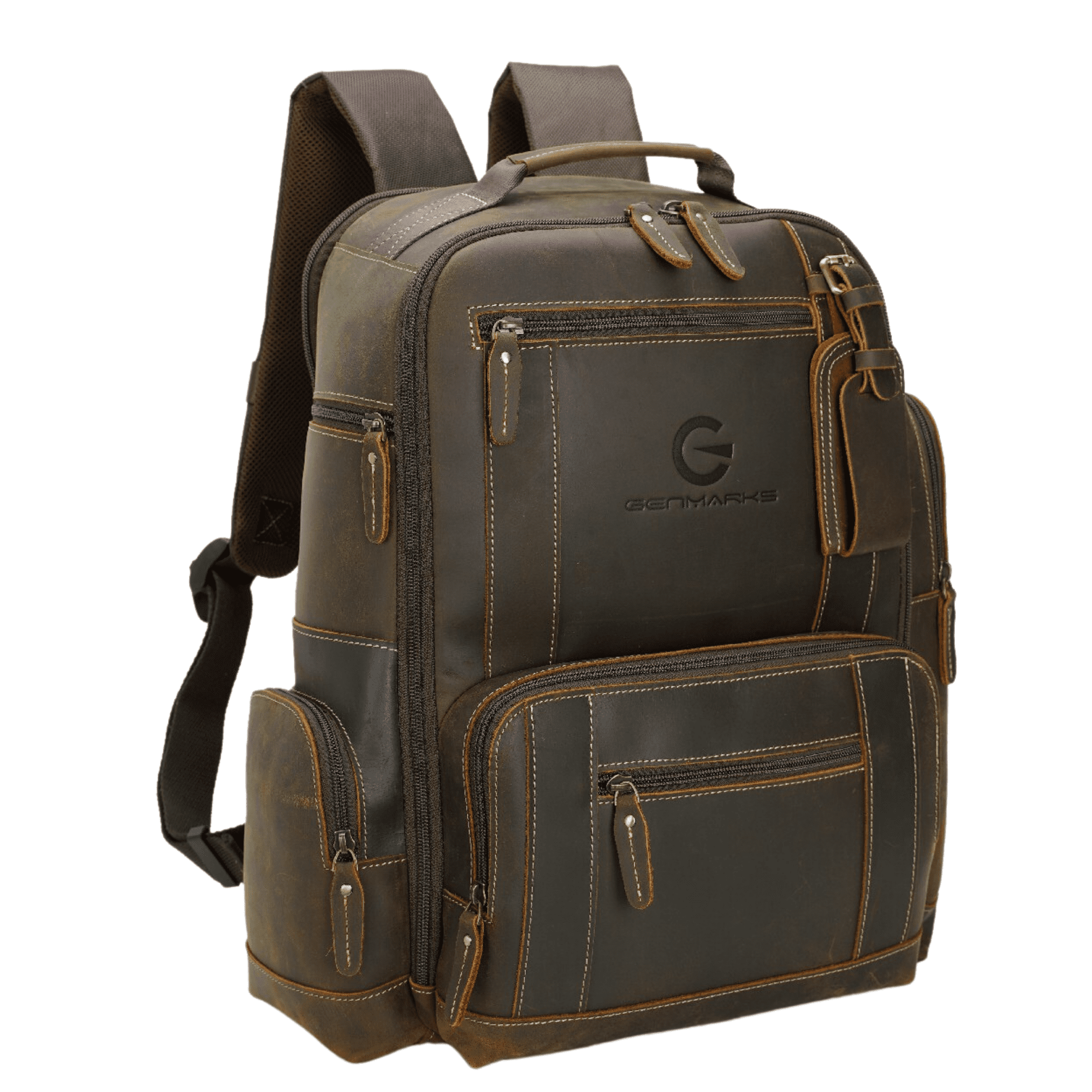 GENMARKS Genuine Leather Laptop Backpack Leather backpack for women Lightweight and Stylish Laptop Backpack with Adjustable Shoulder Straps 15 inch