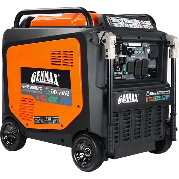 GENMAX 2026 New 13.5KW Tri-Fuel Inverter Generator - CARB Compliant, 550cc Quiet Engine, Auto Start, Bluetooth & CO Sensor for Home Backup RV Camping Power