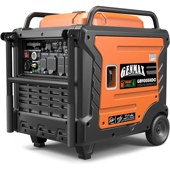 GENMAX GM9000iEDC 9000W Quiet Dual Fuel Inverter Generator, Remote & Electric Start, Parallel Ready, Home Backup Power, EPA Compliant