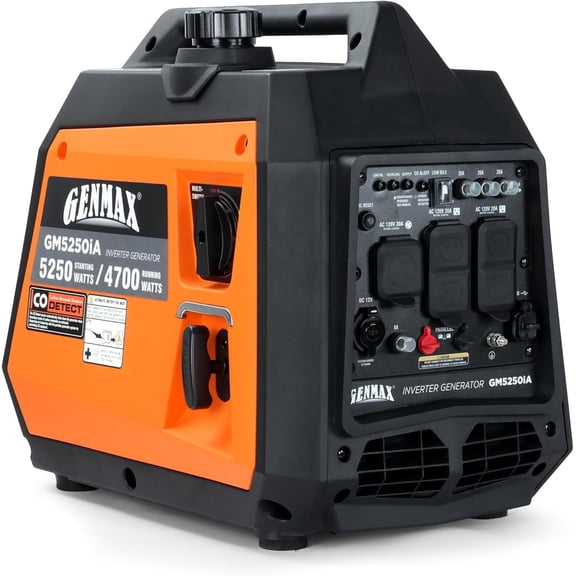 GENMAX GM5250iA 5250W Lightweight Inverter Generator, Quiet Operation with CO Safety Sensor, EPA Certified, Ideal for Home Power Backup, Camping & RV Use
