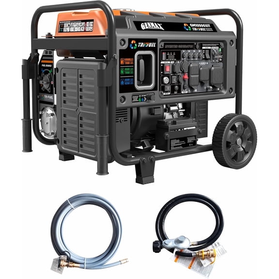 10500W Genmax Tri Fuel Open Frame Inverter Generator with Ats Port, Low Noise & CO Safety Sensor, Digital Readout 50A Outlet for RV, Construction & Household Backup