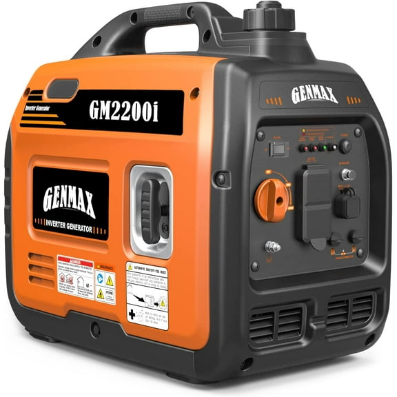 GENMAX Portable Inverter Generator,2200W ultra-quiet gas engine, EPA Compliant, Eco-Mode Feature, Ultra Lightweight for Backup Home Use & Camping GM2200i)