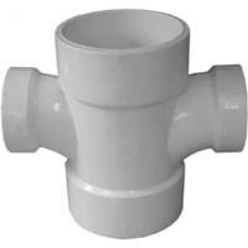 Genova Products Double Sanitary Tee - 3x3x2x2, PVC, Hub Connection, Reducing, Other