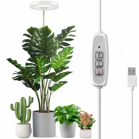 Grow Light for Indoor Plants Growing, 4 Dimmable Brightness,Full Spectrum LED Plant Light for Indoor Plants, Height Adjustable Growing Lamp with Auto On/Off Timer 4/8/12H, Ideal for Small Plants