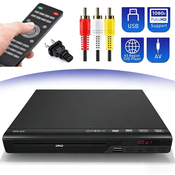USTOP DVD Players for Smart TV, Simple DVD Player for Elderly, DVD Players that Play All Regions, CD Player with USB Input AV Cable for Home Stereo System, Black