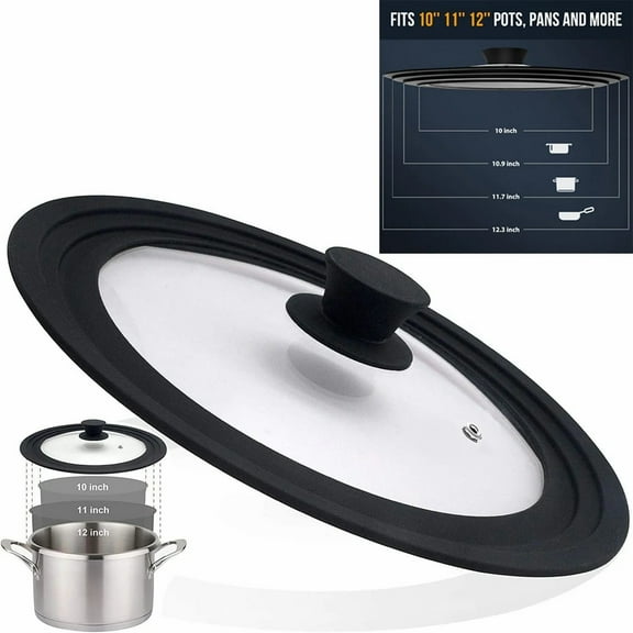 GENREEN Vented Universal Glass Lid Pots, Pans and Skillets for 10" to 12"