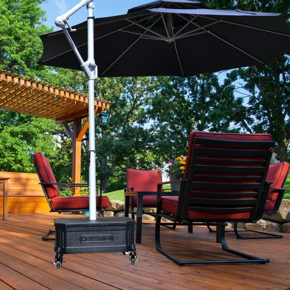 GENSHED Mobile Umbrellas Base – Rolling Umbrella Stand & Rolling Umbrella Base With Wheels - Patio Umbrella Stand with 3” Diameter umbrella base wheels for easy move at max.176 Lbs filled weight.