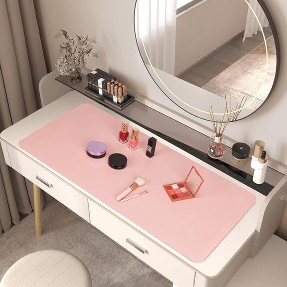 GENSIMEI  Makeup Mat for Vanity Top Protector, Dual-Sided Vanity Mat, Easy to Clean Vanity Desk Mat - Vanity Makeup Pads Waterproof and Oilproof, 31.5 x 15.7 in