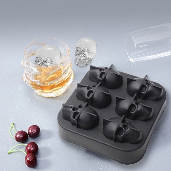GENSIMEI Multi-use Skull Silicone Mold, Ice Cube + Chocolate + Candy Making Tray for Home Bar & Halloween Baking