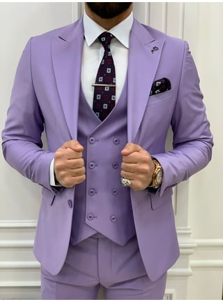 GENT WITH Men's Royal Blue 3 Piece Slim Fit Suit, Italian Designed