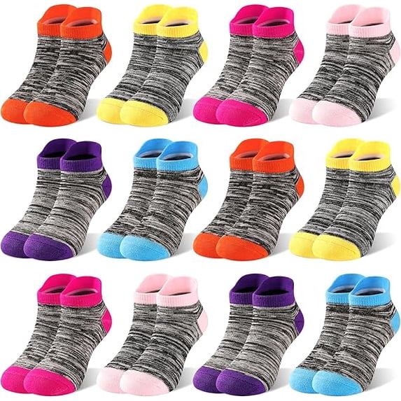 GENTABY 12 Pairs Girls Socks Cotton Ankle Socks For Kids 1-14 Years