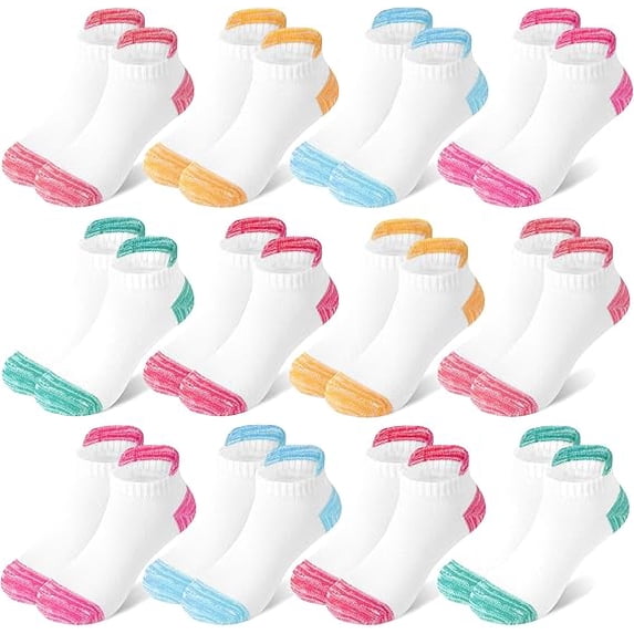 GENTABY 12 Pairs Girls Socks Cotton Ankle Socks For Kids 1-14 Years