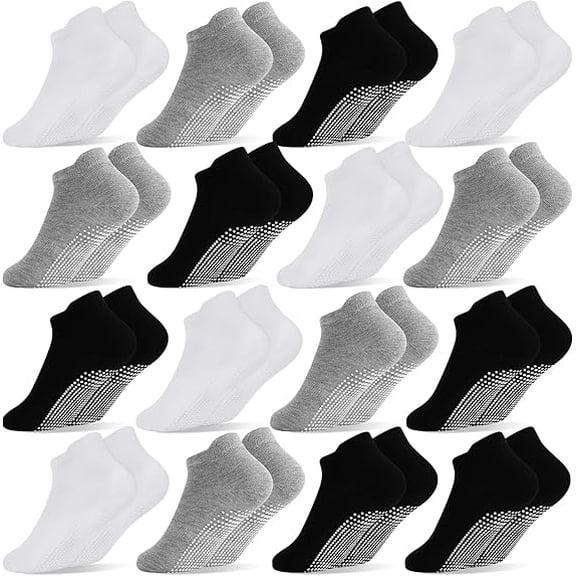 GENTABY 16 Pairs Toddler Grip Socks for Boys Girls Non Slip Ankle Grippy Socks for Baby Infant Kids Aged 1-7T