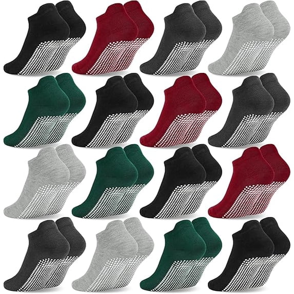 GENTABY 16 Pairs Toddler Grip Socks for Boys Girls Non Slip Ankle Grippy Socks for Baby Infant Kids Aged 1-7T