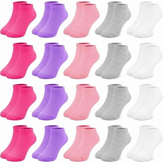GENTABY 20 Pairs Toddler Girls Ankle Socks, Low Cut Short Soft Socks for Girls Kids Children Aged 1-13