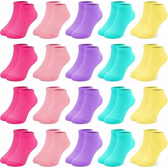 GENTABY 20 Pairs Toddler Girls Ankle Socks, Low Cut Short Soft Socks for Girls Kids Children Aged 1-13