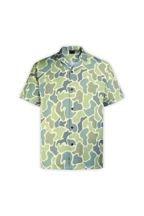 Men's Quick Dry Camo Short Sleeve Button Down Shirt, XL