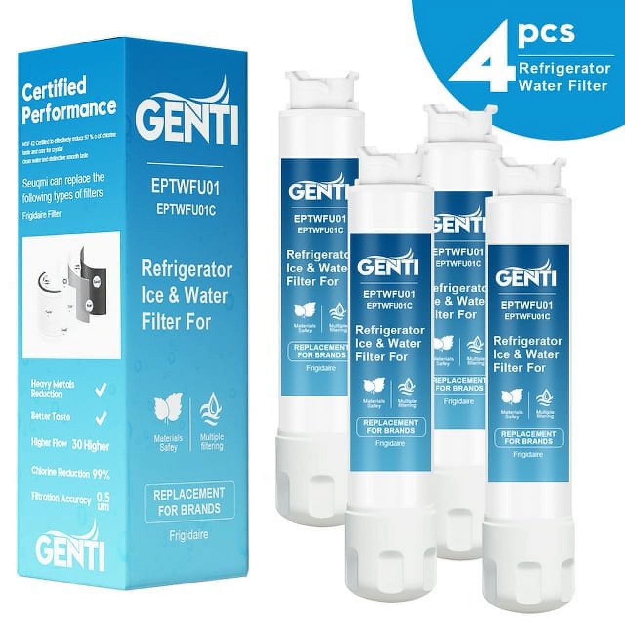 GENTI Refrigerator Water Filter Compatible with Frigidaire® EPTWFU01, EWF02, Pure Source Ultra