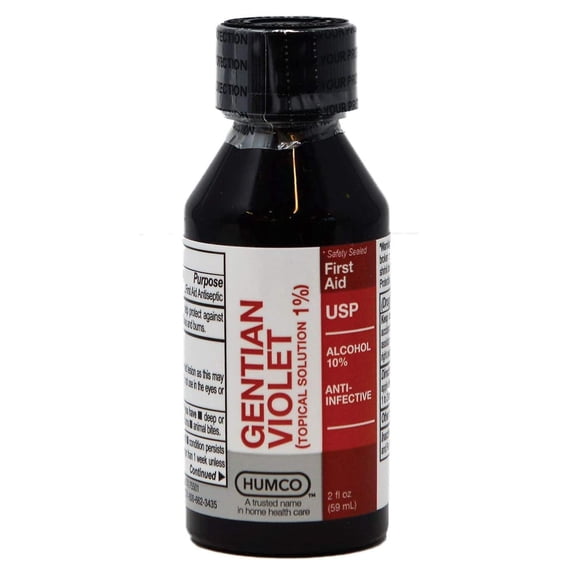 Humco First Aid Antibiotic Gentian Violet 2 oz. Bottle Topical Liquid 1% Strength