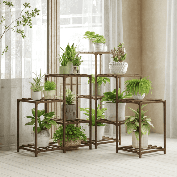 Wooden Rack Png GENTINGBRO Plant Stand Indoor Outdoor Corner Shelf 11 Potted Large ...