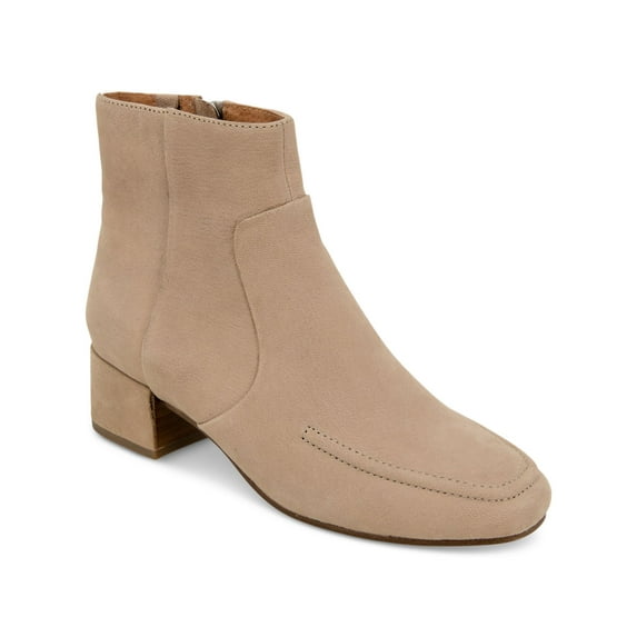 GENTLE SOULS KENNETH COLE Womens Beige Padded Goring Ella Apron Square Toe Block Heel Zip-Up Leather Booties 5.5 M