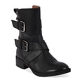 thumbnail image 1 of GENTLE SOULS KENNETH COLE Womens Black Buckle Accent Cushioned Best Round Toe Block Heel Zip-Up Leather Boots Shoes 6, 1 of 4