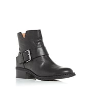 GENTLE SOULS KENNETH COLE Womens Black Slit On Topline Performance Buckle Accent Best Round Toe Block Heel Zip-Up Leather Moto 7.5 M