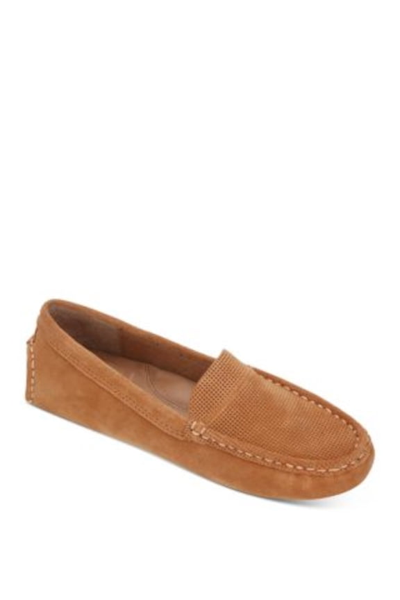 GENTLE SOULS KENNETH COLE Womens Brown Moc-Toe Driver Stain And Water Repellent Padded Arch Support Mina Round Toe Slip On Leather Loafers Shoes 7