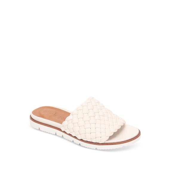 GENTLE SOULS KENNETH COLE Womens White Comfort Woven Breathable Lavern Round Toe Wedge Slip On Slide Sandals 9