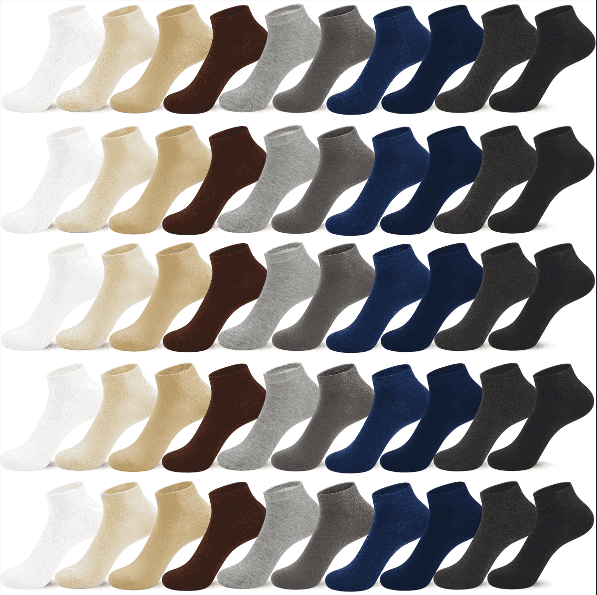GENTLEAGU Bamboo Viscose Thin Ankle Socks for Women – Soft, Breathable, Anti-Odor – 50 Pairs, Bulk Pack