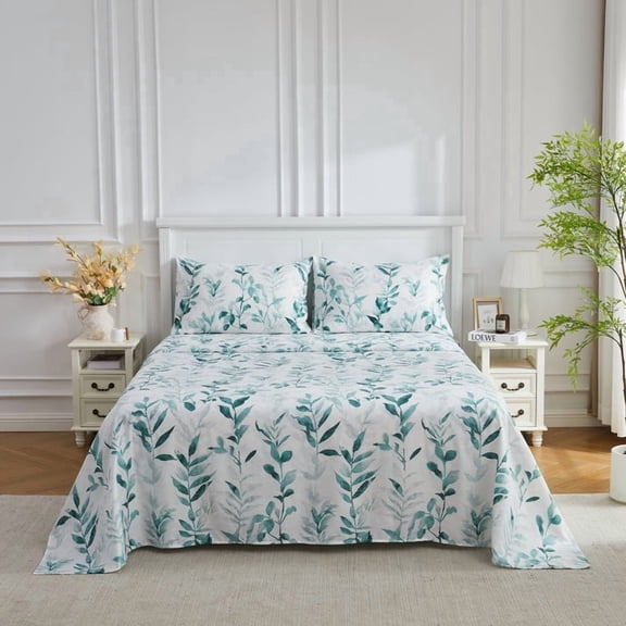 Boho Vintage Floral Bed Sheet Set - Soft Brushed Deep Pocket Bedding - Wrinkle Free & Cooling - Twin/Queen/King