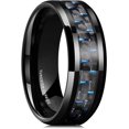 thumbnail image 1 of GENTLEMAN 8mm Black Tungsten Carbide Ring Black/Red/Green/Blue Carbon Fiber Inlay Polished Finish Edges Comfort Fit, 1 of 13