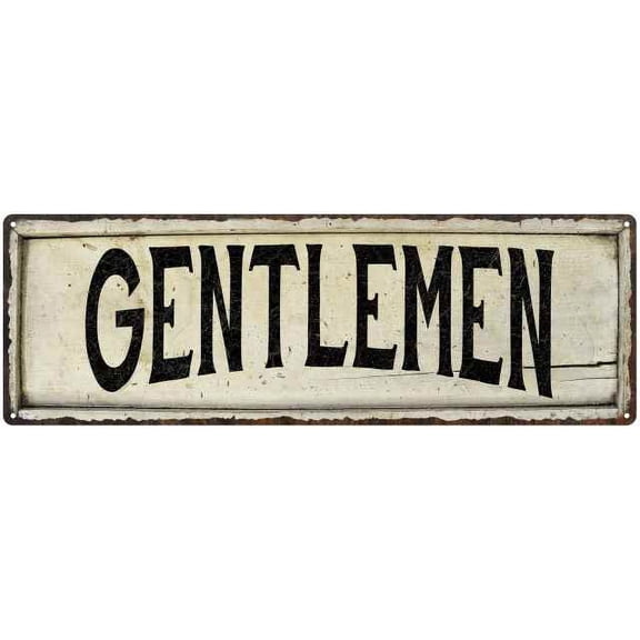 GENTLEMEN Farmhouse Style Wood Look Sign Gift 8x24 Metal Decor 108240028180