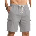 thumbnail image 1 of GENTS BLISS Cargo Men Linen Shorts Elastic Waist Drawstring Shorts for Men Summer Beach Shorts with Pockets, 1 of 10
