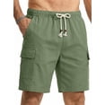 thumbnail image 1 of GENTS BLISS Cargo Men Linen Shorts Elastic Waist Drawstring Shorts for Men Summer Beach Shorts with Pockets, 1 of 12