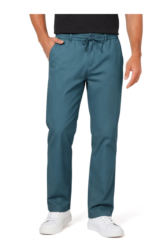 Men Dress Pants Elastic Waist Drawstring Cotton Pants for Men Summer Chino Men Pants with Pocket