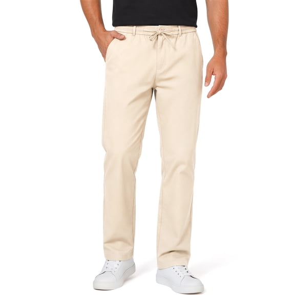 GENTS BLISS Men Dress Pants Elastic Waist Drawstring Cotton Pants for Men Summer Chino Men Pants with Pocket