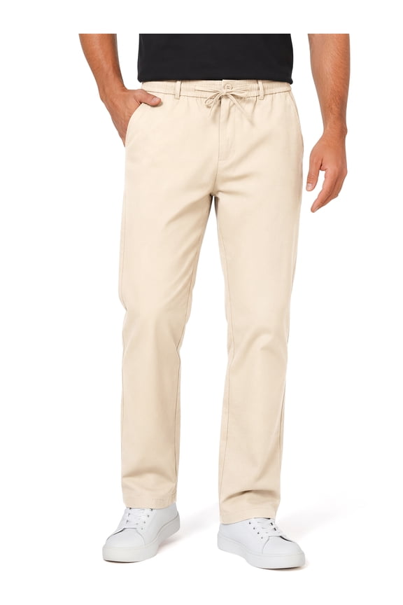 Men Dress Pants Elastic Waist Drawstring Cotton Pants for Men Summer Chino Men Pants with Pocket