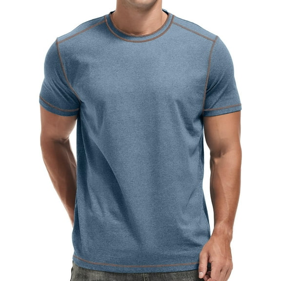 GENTS BLISS Crew Neck Men T shirts Short Sleeve Shirts for Men Contrast Lines Casual Men Shirts