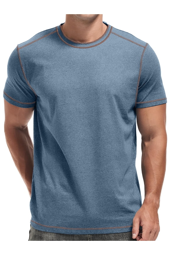 Crew Neck Men T shirts Short Sleeve Shirts for Men Contrast Lines Casual Men Shirts