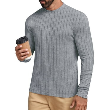 GENTS BLISS Crew Neck Mens Shirts Casual Long Sleeve T shirts for Men Lightweight Invisible Stripes Tops