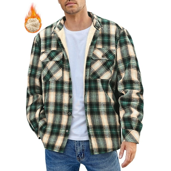 GENTS BLISS Flannel Shirts for Men Plaid Button Up Men Shirts Fleece Men Jacket Coat with Pocket