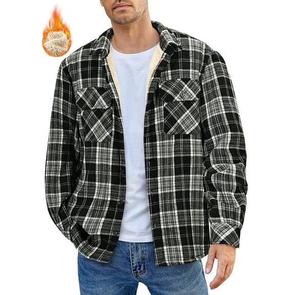 GENTS BLISS Flannel Shirts for Men Plaid Button Up Men Shirts Fleece Men Jacket Coat with Pocket
