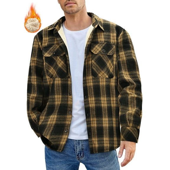 GENTS BLISS Flannel Shirts for Men Plaid Button Up Men Shirts Fleece Men Jacket Coat with Pocket