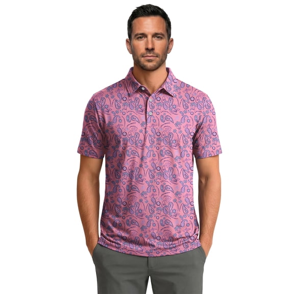 GENTS BLISS Golf Men Shirts Short Sleeve Shirts for Men Floral Print Men Polo Shirts